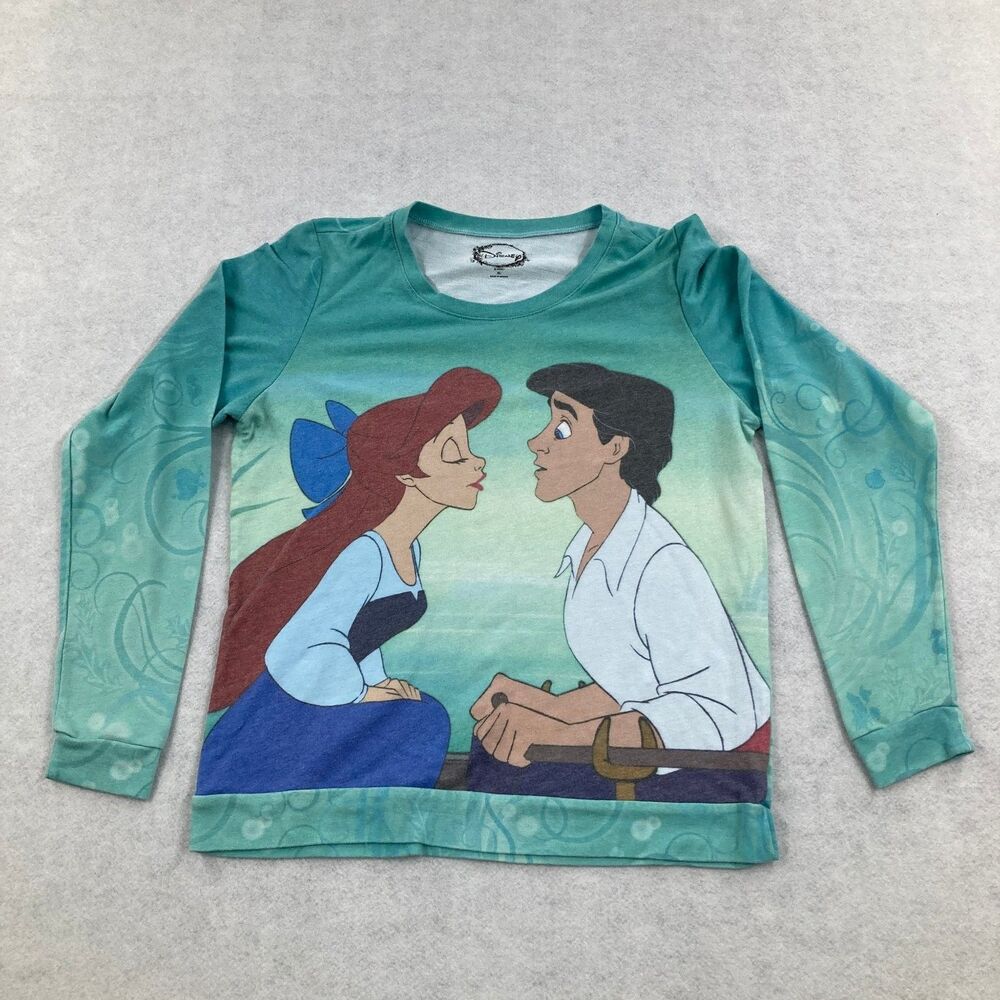 Disney The Little Mermaid Ariel & Prince Eric Sweatshirt Women's XL Teal Aqua